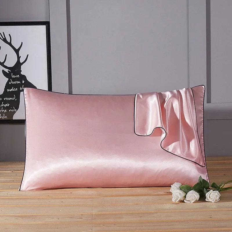 

1/2 PC Pillowcase Soft Ice Silk Pillow Cover Imitation Silk Satin Mulberry Pillowcases Square Pillow Cover 48x74cm Cushion Cover