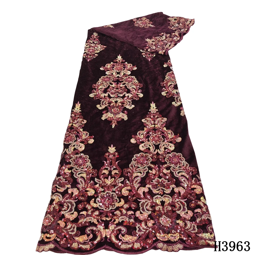 

Lace Fabric Sequins Velvet African Lace 2020 Luxury Nigerian Lace Soft Velvet Embroidered Lace Fabric 5 yards For Women Dress