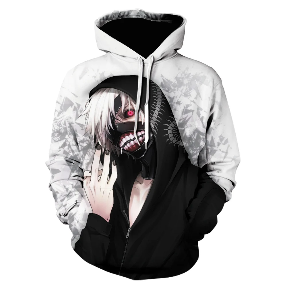 

2021 New Hot Sale Tokyo Ghoul 3d Printed Hoodie Male Hip-Hop Street White Hoodie Japanese Anime Cool Sweatshirt Top Jacket