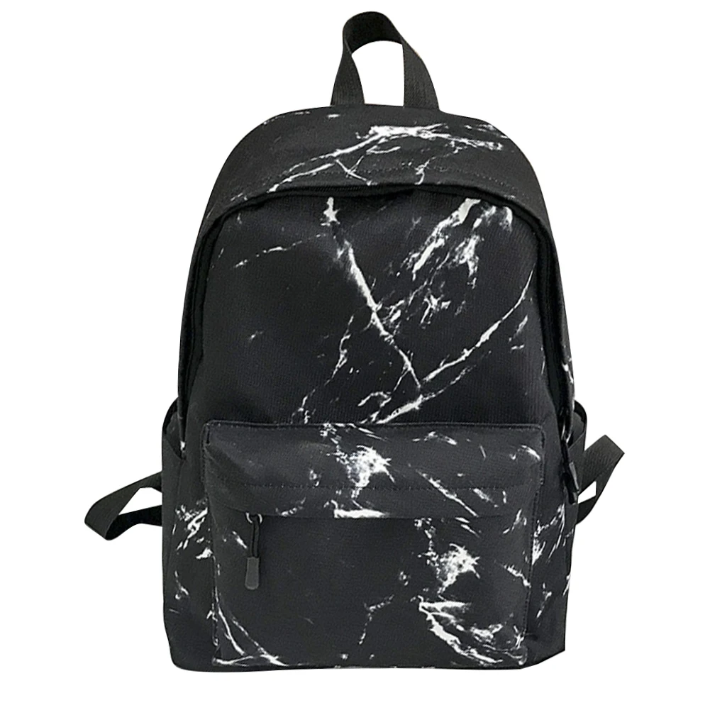 

Zipper Closure Marble Print School Bag Ergonomic Portable Travel Large Capacity Casual Backpack Gym Lightweight Water Resistant