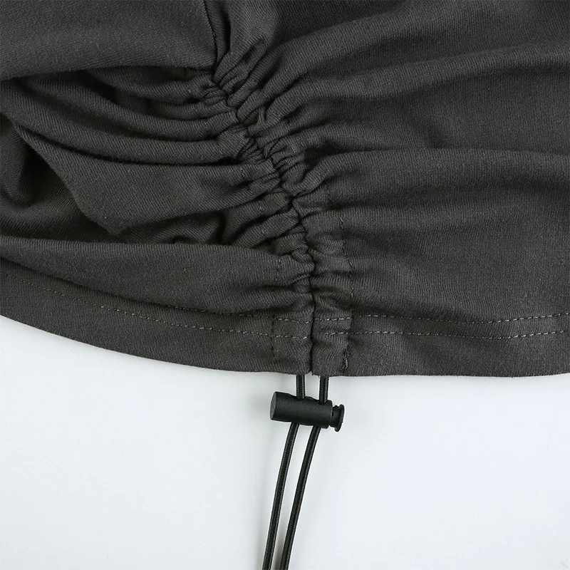 

Summer Streetwear Sexy Alphabet Embroidery Drawstring Loose Bottoming T-Shirt