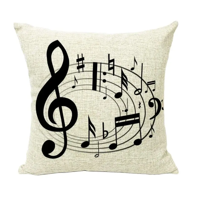 Нарисованные музыкальные элементы гитара рог и ноты украшение для концерта место подушка Чехол 45*45 см