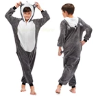 Пижама-Кигуруми для мальчиков, фланелевый смешной комбинезон с капюшоном, мультяшный волк, собака, Детская Пижама