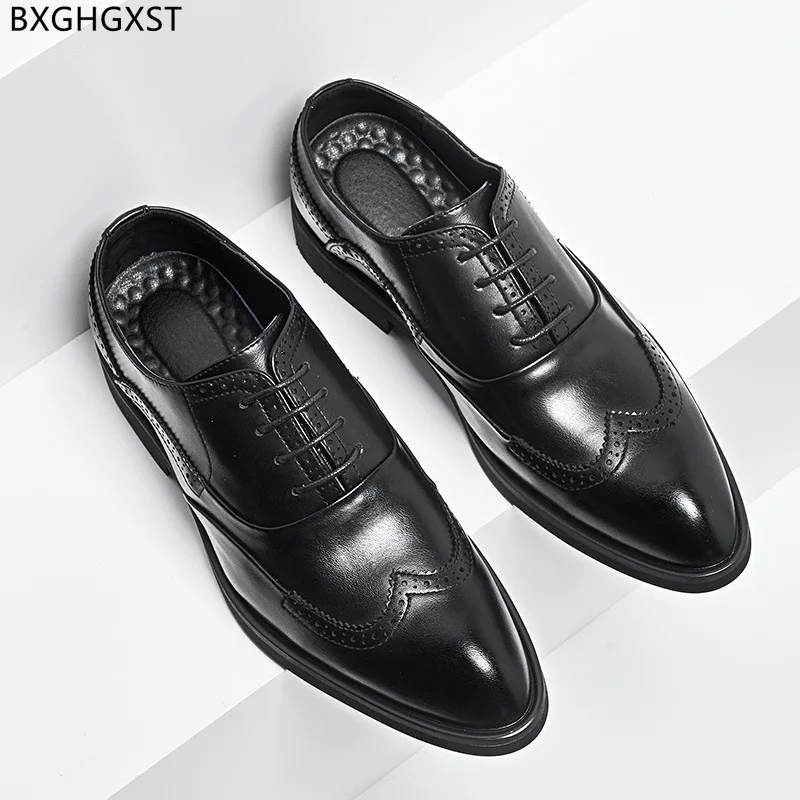 

Oxford Leather Shoes Men Formal Business Shoes for Men 2023 Black Brogue Man Shoes High Quality Wedding Formal Office Designer
