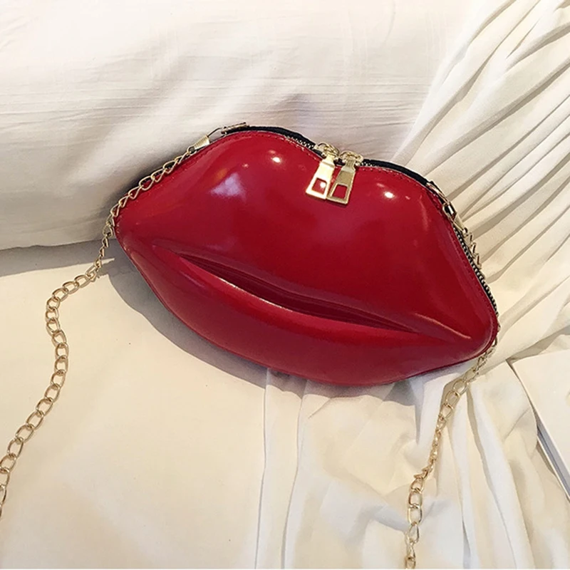 Женский красный клатч губы сумка женская Pu кожаная на плечо с цепочкой Bolsa