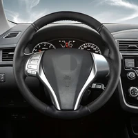 diy black faux leather car steering wheel covers for nissan x trail t32 2017 2018 teana altima 2013 2014 2015 2016