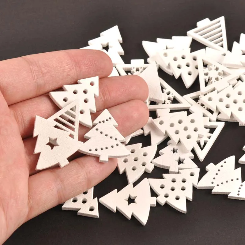

50PCS 20mm Mix Wooden White Snowflakes Christmas Snowflake Scrapbooking Crafts for DIY Handmade Accessories New Year Home Decor