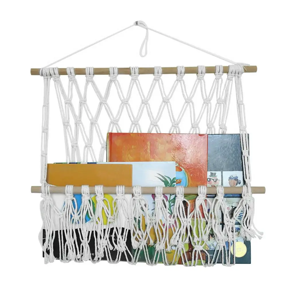Cotton Rope Storage Rack Magazine Macrame Wall Hanging Shelf Tapestry With Unique Design For Indoor Weddings Or Out | Дом и сад