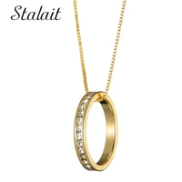 luxury gold geometry ring pendant initial necklaces for women aaa cubic zirconia necklace jewelry wedding accessories
