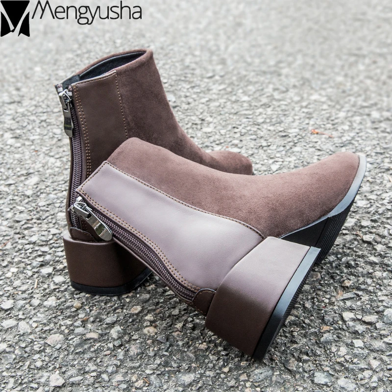 Зимние ботинки из натуральной кожи и флока в британском стиле ретро Женские