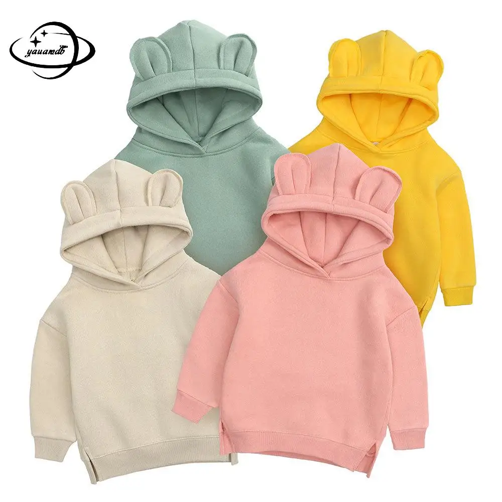 

18m-5y Kids Sweatshirts Spring Autumn Boy Girl Hoodies Long Sleeve Hoodies Solid Color Comfortable Children Top Clothes Hy31