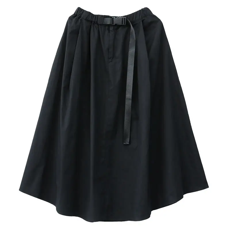 

XITAO Pleated Skirt Fashion New Women Vintage Elastic Waist Drawstring Casual Style 2021 Spring Autumn Loose Skirt ZY5069