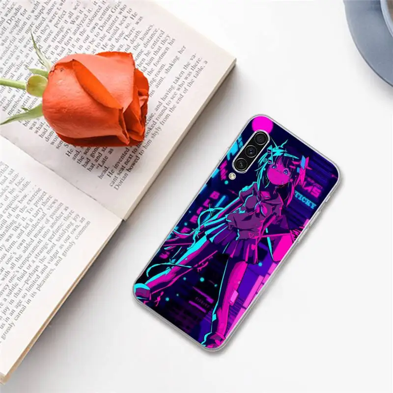 

Japanese style Neon Oni Girl Phone Case For Samsung A S M Note 9 10 20 fe 21 71 30 ultra plus 5g 11 31 51 s
