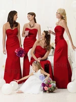free shipping 2016 long bridesmaid red dress new hot sexy sweetheart cheap