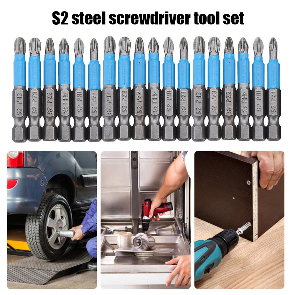 

18 шт. Нескользящие 50 мм Набор отверток S2 1/4 дюйма крест противоскользящая ручка бит Phillips ручные инструменты детали