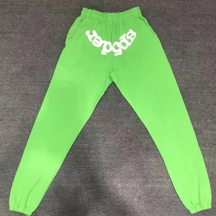 

Green Spider Web Pattern 555555 Sweatpants Men Sp5der Pants Joggers Fashion Casual Women Drawstring Trousers