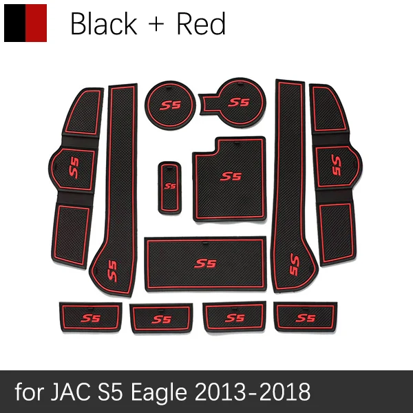 Красный Противоскользящий резиновый коврик для двери JAC S5 Eagle Refine 2013~ аксессуары наклейки для автомобиля коврик для телефона - Название цвета: Красный