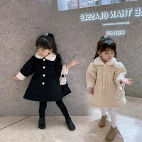 new fuzzy thicken winter spring girls dresses school teenagers toddler outwear children clothes puff sleeve high quality