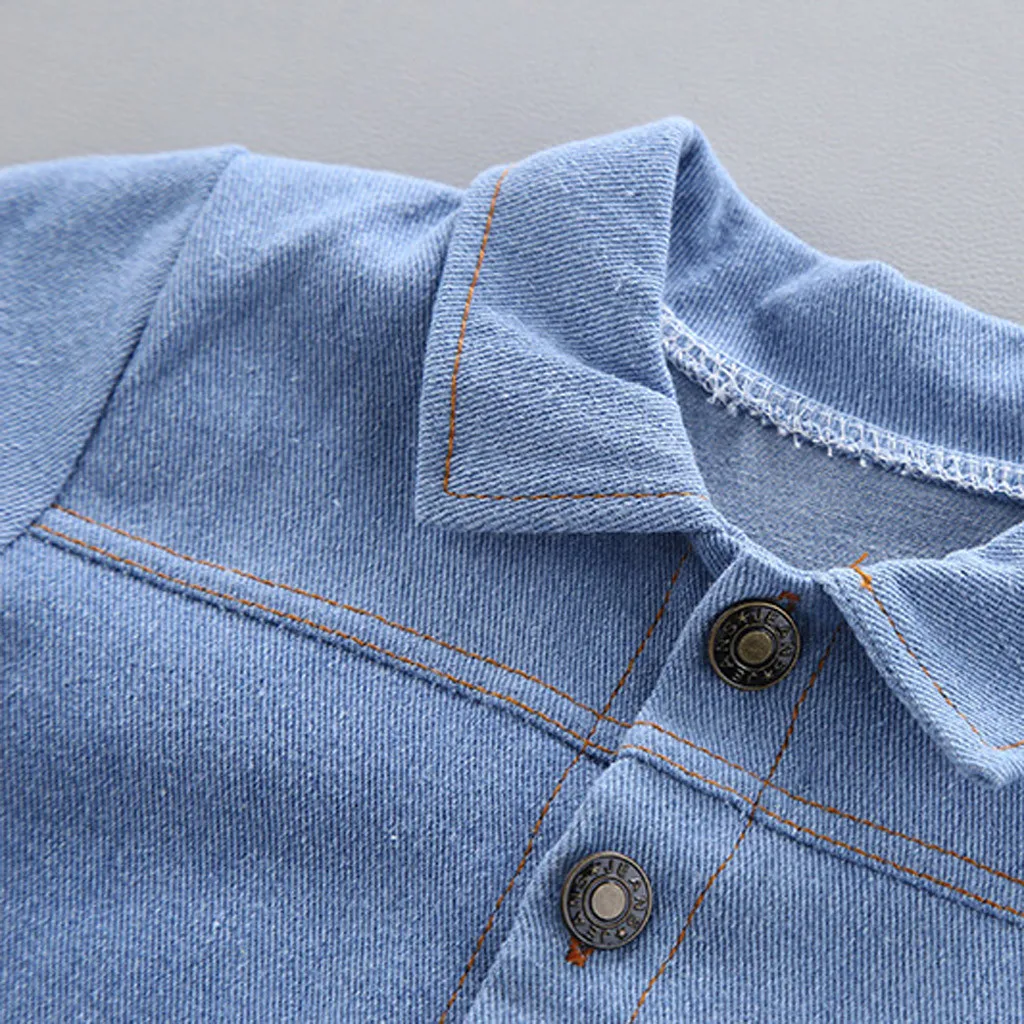 Футболка для маленьких мальчиков и девочек Джинсовая куртка пальто + штаны