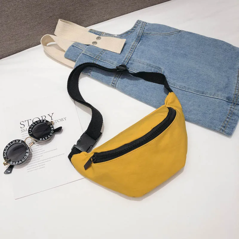 Yellow Fanny pack Новая детская поясная сумка для девочек, нагрудная сумка унисекс, поясная сумка, вместительная одноцветная Сумка-бум, Сумка с бананом, сумка через плечо - Цвет: Yellow Fanny pack