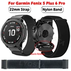 Ремешок нейлоновый для наручных часов Garmin Fenix 5 Plus 6 Pro Forerunner 935 945 touchs60 S62, 22 мм