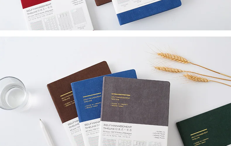 1 шт. A5 дневник stiging Binding notebook Мягкая Ткань Обложка эффективность книга с ежедневным планированием, Еженедельный план, Ежемесячный план внутренние страницы