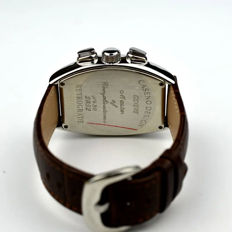 

Tourbillon mechanical watch men luxury top brand CASENO leather band daydate men automatic skeleton watch drop-ship male clock