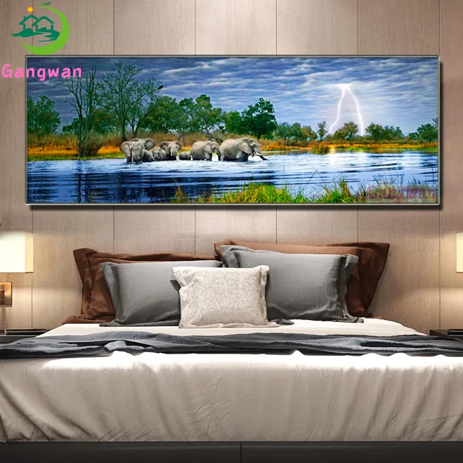 Алмазная живопись 5d стадо слонов Набор для вышивки с молнией ручная работа