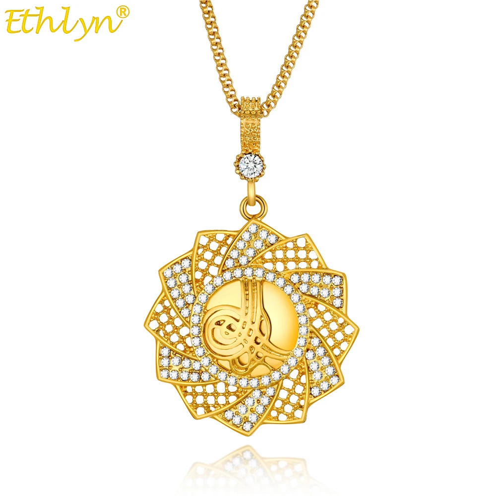 

Ethlyn Luxury Crystal Coin Necklace for Women Men Gold Color Turkey Wedding Jewelry MY298