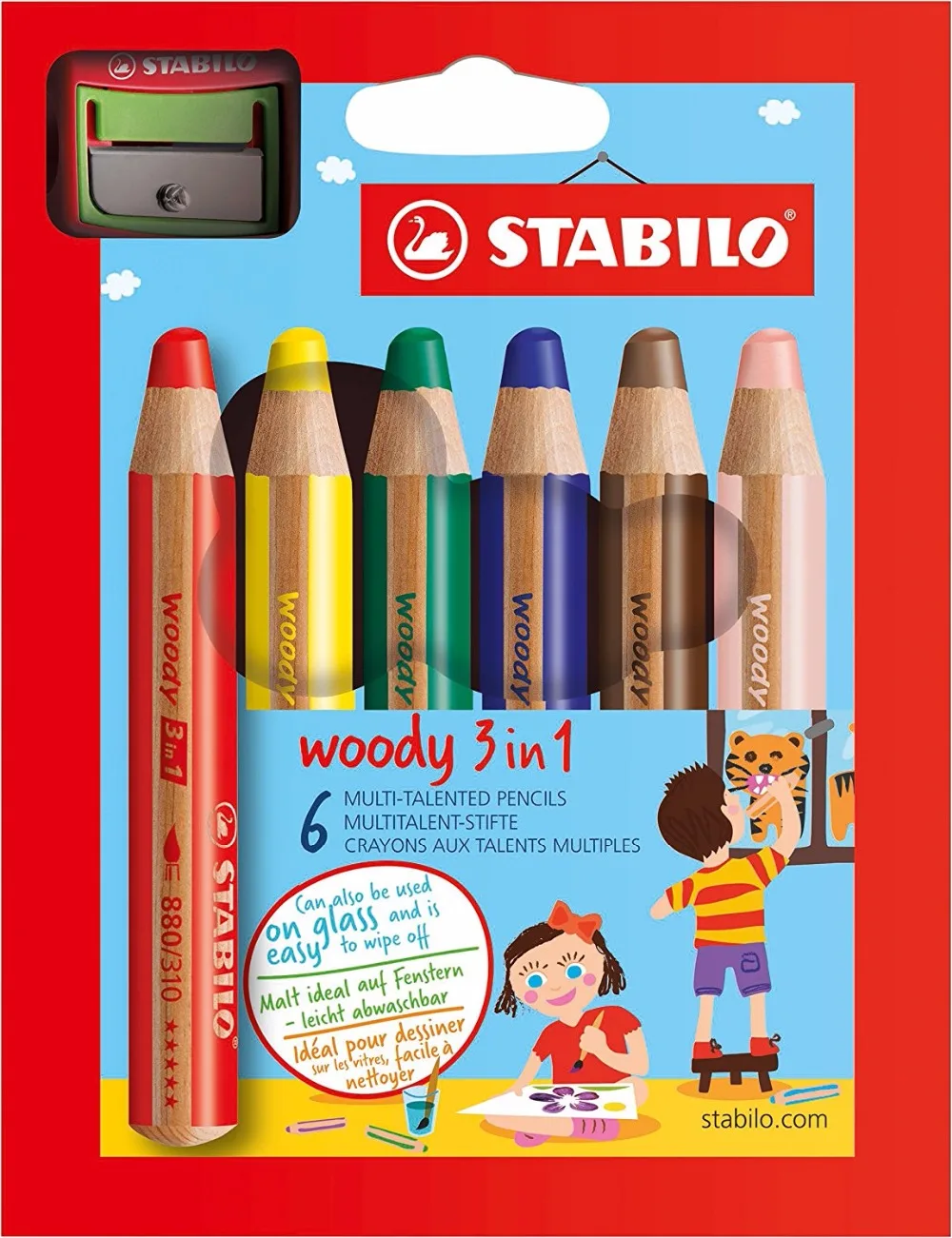Карандаш-карандаш Stabilo wood 3 в 1 6/10/18 цветов