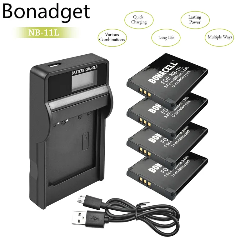 Bonadget NB 11L NB-11L батарея ЖК-зарядное устройство для Canon PowerShot ELPH 110 HS A2300 A2500 A3500 IS IS150 IS340