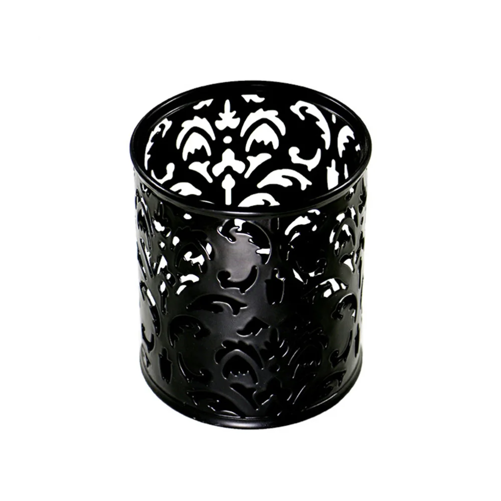 

2pcs Metal Pen Pot Hollow Pencil Holder Container Organizer (Black)