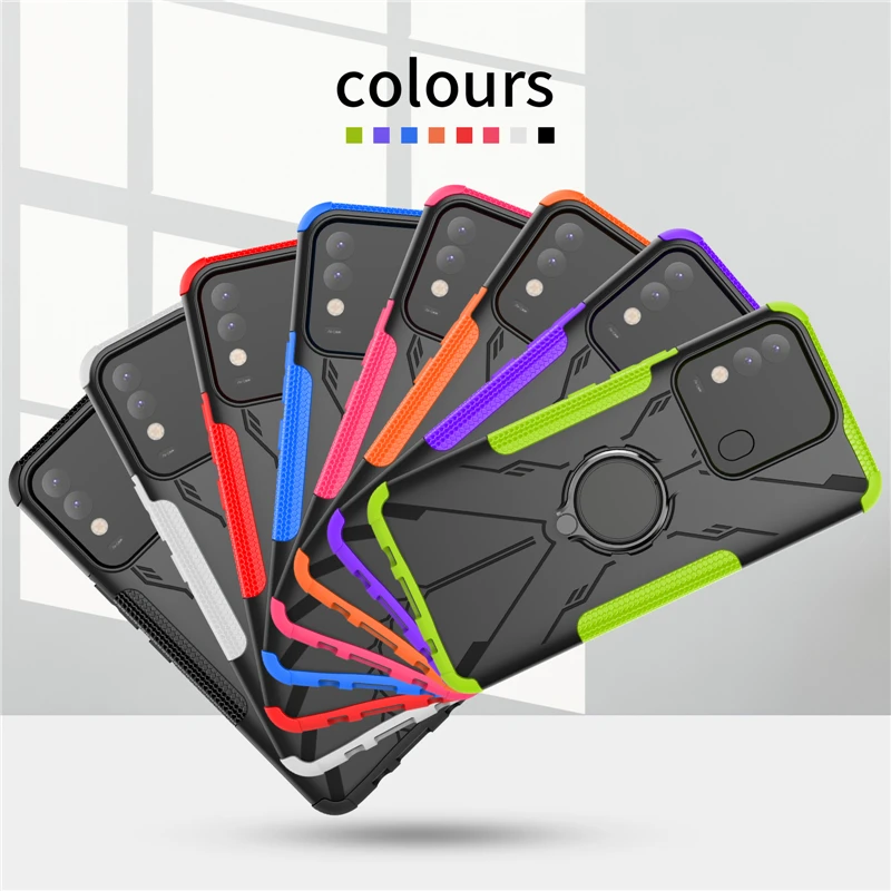 Funda protectora de silicona para Tecno Spark 8, carcasa protectora con soporte duro para Tecno Spark 8, 7 Pro-1