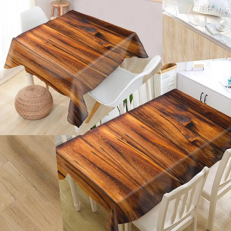 

Custom Wood Tablecloth Oxford Fabric Square/Rectangular Dust-Proof Table Cover For Party Accessories Home Decor Covers 0918