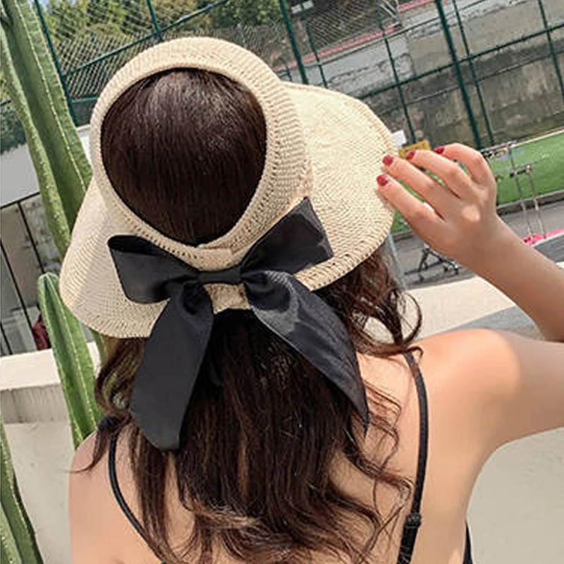 Foux с широкими полями шляпа от солнца весна лето бабочка соломы козырек защита