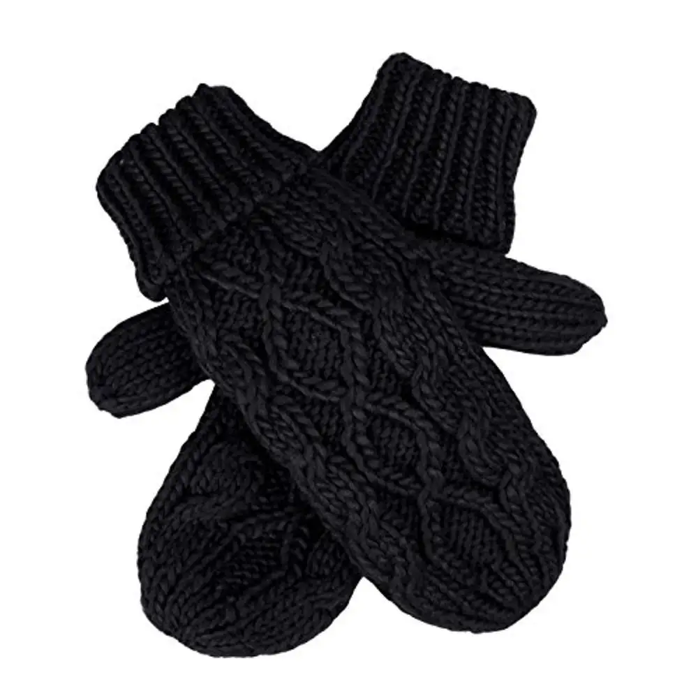 Women Winter Crochet Camp Protective Gloves Twist Cable Knit Hand Warmer Mittens Winter Gloves - Цвет: Черный