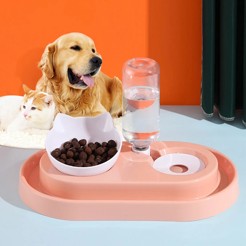 

Non-slip Cat Bowl Neck Guard Automatic Dog Food Bowl With Drinking Raised Stand Pet Feeder Drinker For Cats Dogs Pet Accessories