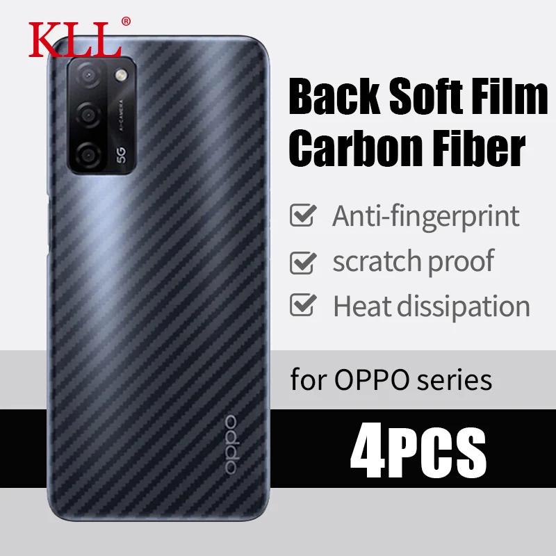 

4pcs Carbon Fiber Back Film for OPPO Reno 6 6z 5 4 3 2 2z 2f A52 A72 A54 A74 A5 A9 Find X3 Pro Protective Cover Film Not Glass