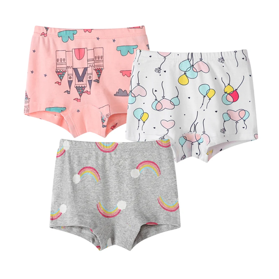 SheeCute-ropa interior para ni&ntilde;as peque&ntilde;as, calzoncillos b&oacute;xer de algod&oacute;n, c&oacute;moda, 3 uds. Por lote-0