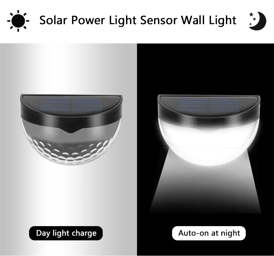 

LED Solar Light Waterproof Solar Power Light Sensor Wall Light 6 LEDs Auto ON/OFF Outdoor Garden Patio Fence Lamp
