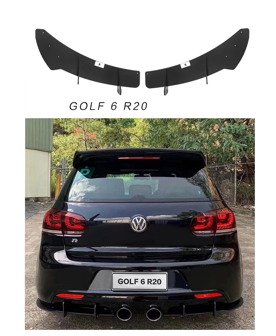 Задний диффузор для губ Накладка для Volkswagen VW Golf 6 MK6 GTI R20 2010-2013 ABS плавники Акула Стиль Бампер протектор - Цвет: MK6 R20
