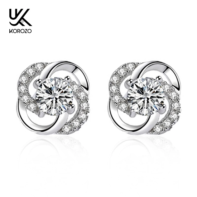 Корейские серебряные серьги с цирконием для женщин темперамент женский цветок