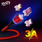 IONCT 3A Быстрый Магнитный кабель для iPhone, samsung, Android, мобильный телефон, кабель типа C, магнитное зарядное устройство, Micro USB C кабель для передачи данных EC789