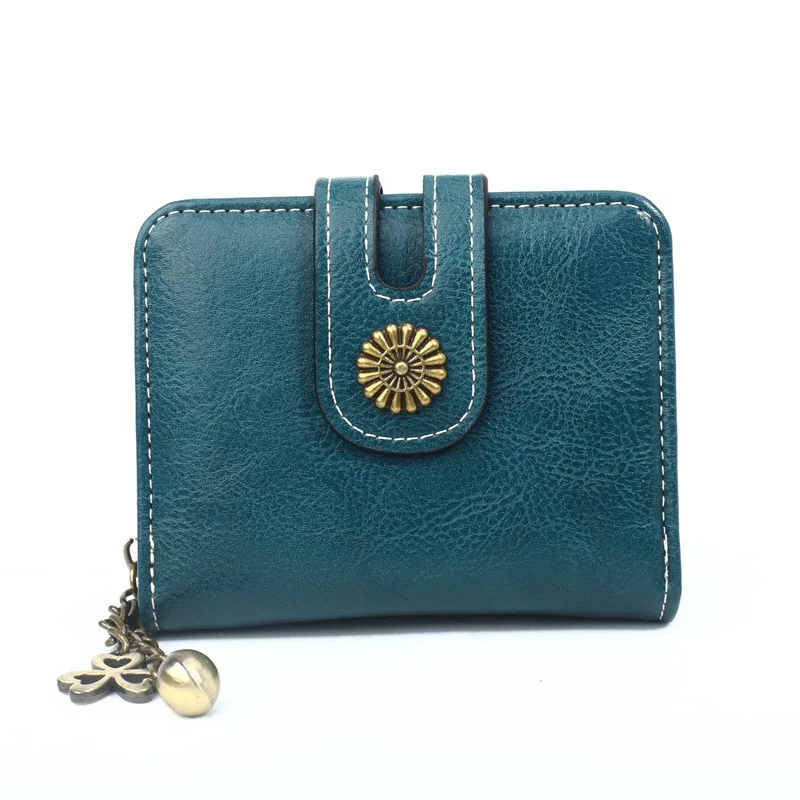 

Hot Sale 2020 New Oil Wax Leather Coin Purse Retro Women's Small Wallet Card Holder Case Short 3 Folding Hand Purses for Ladies