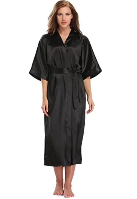 Халат-кимоно Женский Длинный атласный Шелковый Свадебный халатик для невесты и