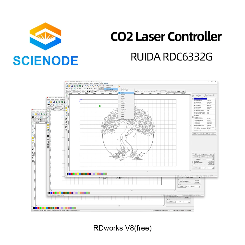 Scienode Ruida RDC6332G CO2 лазерная плата управления панель сигналом для лазерного