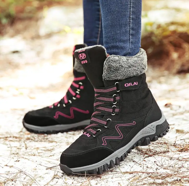 

New Women Boots High Quality Leather Suede Winter Boots Shoes Woman Keep Warm Waterproof Snow Boots Botas mujer