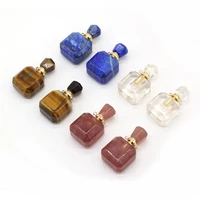charm perfume bottle pendants reiki heal faceted lapis lazuli vial jewelry accessories for handmade women necklace crafts