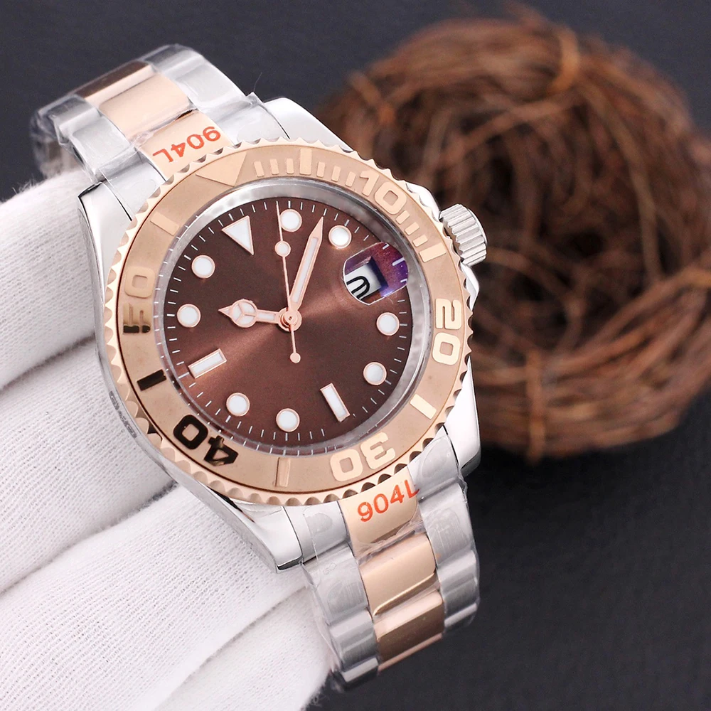 

New Men's Automatic Mechanical Watch Full Stainless Steel Rose Gold Grey Black Dial Sapphire Luminous Wristwatch