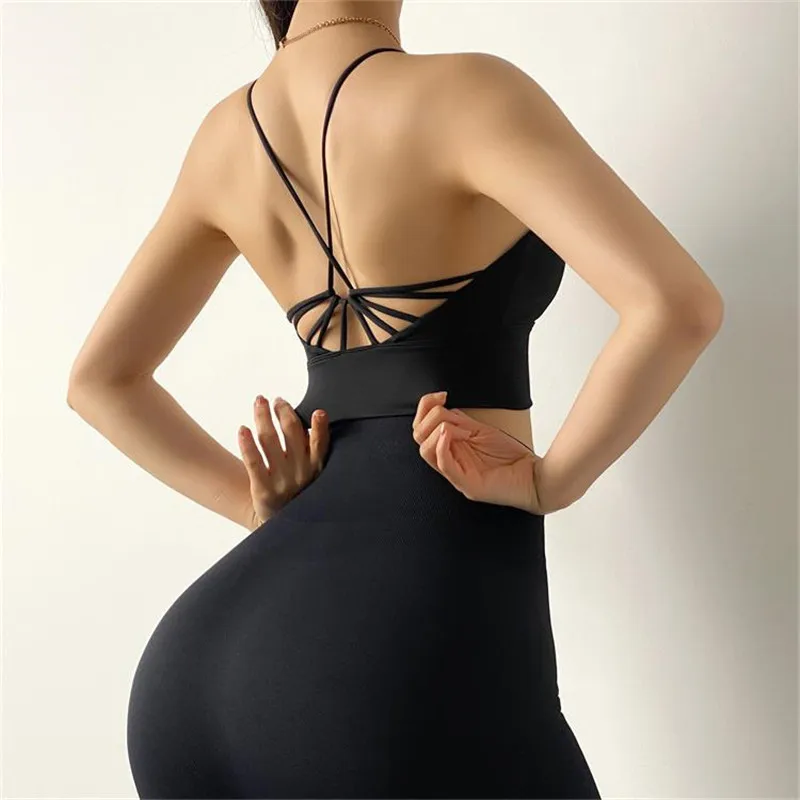 Спортивный бюстгальтер с подкладкой высокое воздействие Поддержка Йога